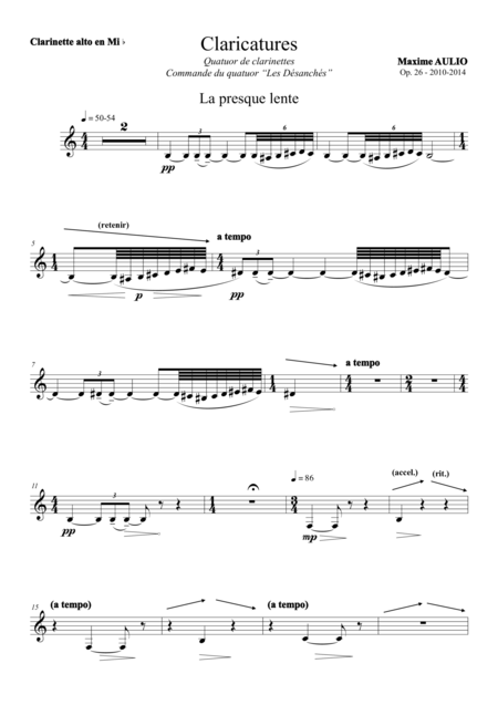 Free Sheet Music Claricatures For Clarinet Quartet Set Of Parts