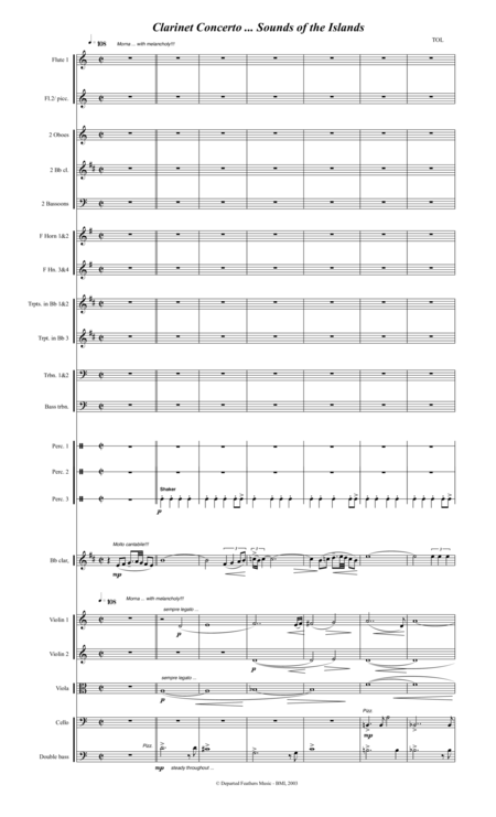 Clarinet Concerto Sounds Of The Islands 2003 For Clarinet Solo And Orchestra Sheet Music