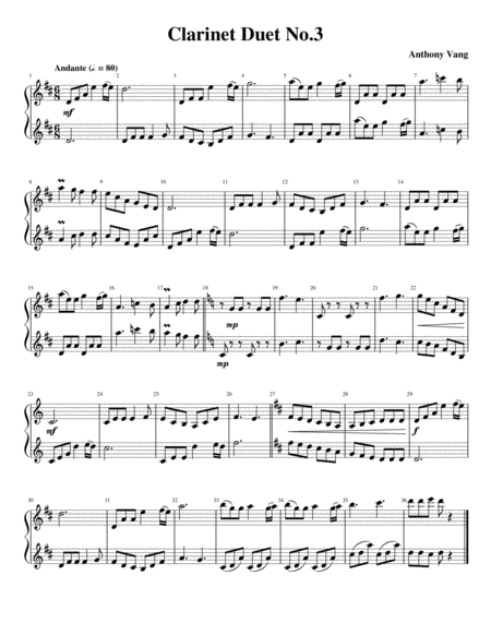 Free Sheet Music Clarinet Duet No 3