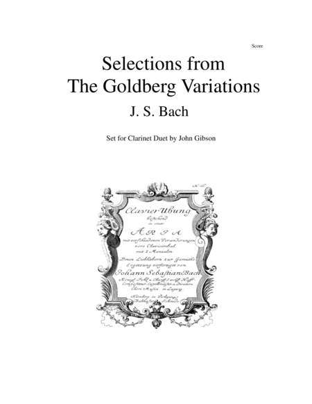 Free Sheet Music Clarinet Duet Selections From Bachs Goldberg Variations