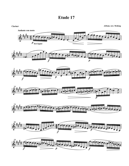 Clarinet Etude 17 Arr Marten King Sheet Music