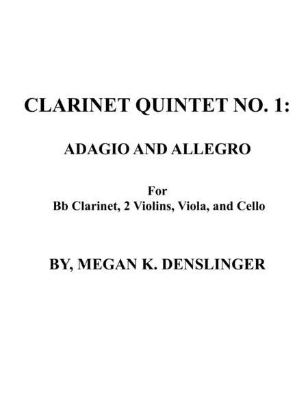 Clarinet Quintet No 1 Adagio And Allegro Sheet Music