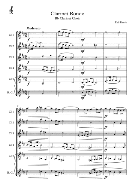 Clarinet Rondo Five Part Clarinet Choir Sheet Music