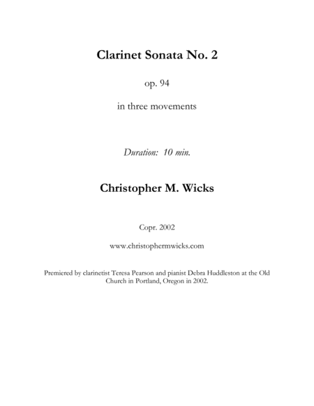 Free Sheet Music Clarinet Sonata No 2