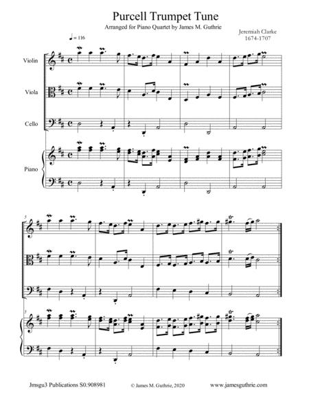 Clarke Purcell Trumpet Tune For Piano Quartet Sheet Music