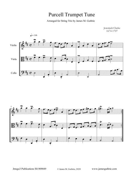 Clarke Purcell Trumpet Tune For String Trio Sheet Music