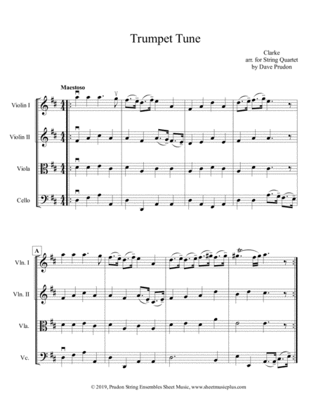 Clarke Trumpet Tune For String Quartet Sheet Music
