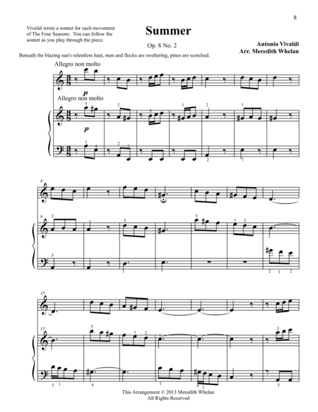 Free Sheet Music Classical Duets For Recorder Piano Summer From Vivaldis Four Seasons