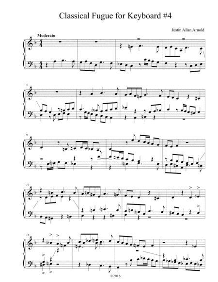 Free Sheet Music Classical Fugue 4 For Keyboard