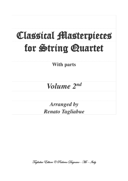 Classical Masterpieces For String Quartet With Parts Volume 2nd Look Inside Sheet Music