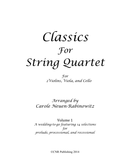 Classics For String Quartet Vol 1 Sheet Music