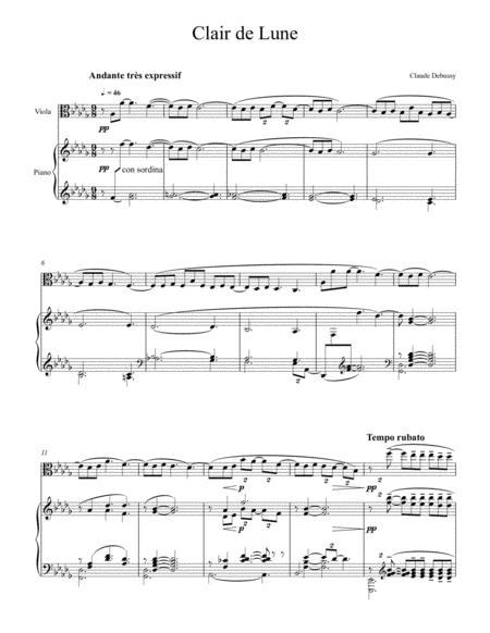 Claude Debussy Clair De Lune Viola Solo Sheet Music