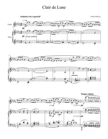 Claude Debussy Clair De Lune Violin Solo Sheet Music