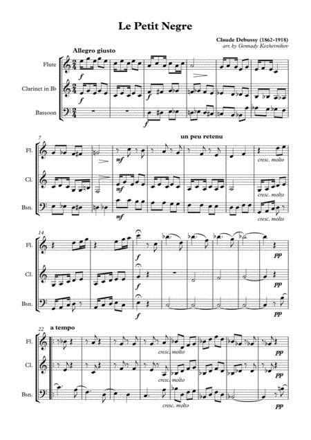 Free Sheet Music Claude Debussy La Petit Negre