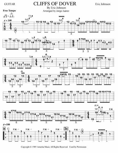 Free Sheet Music Cliffs Of Dover Guitar Tab