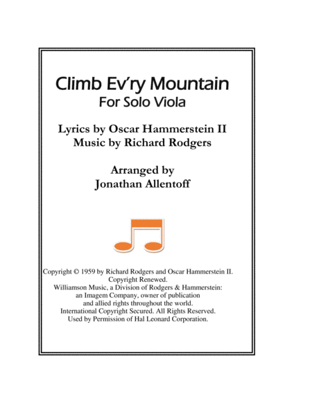 Climb Ev Ry Mountain For Solo Viola Sheet Music