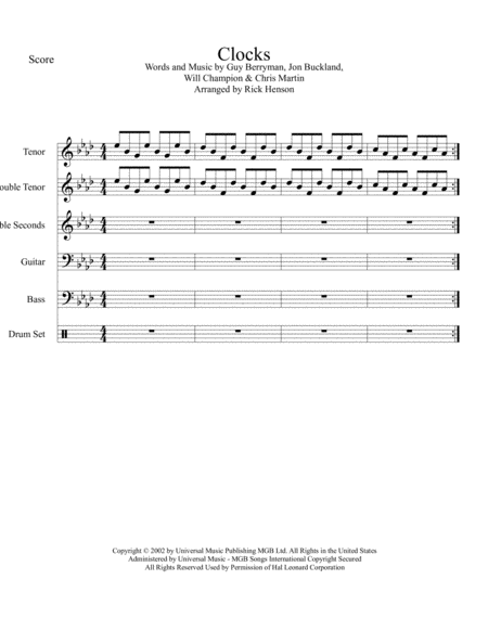 Clocks For Steel Band Sheet Music