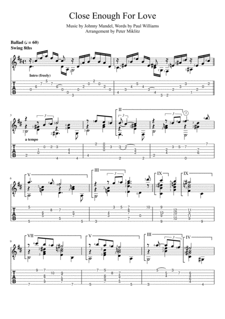 Close Enough For Love Standard Notation And Tab Sheet Music