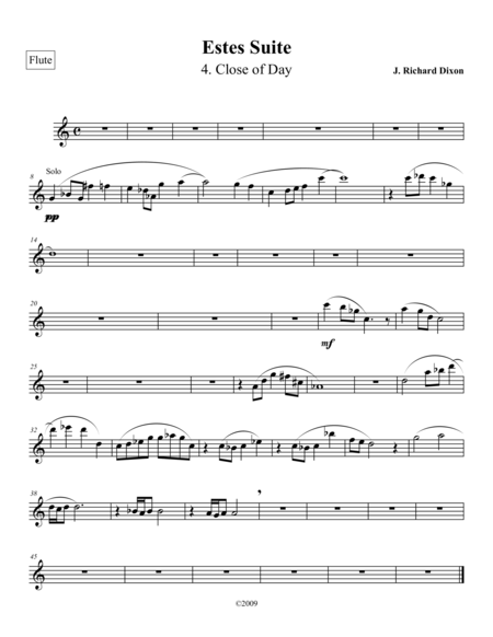 Close Of Day From Estes Suite Flute Sheet Music