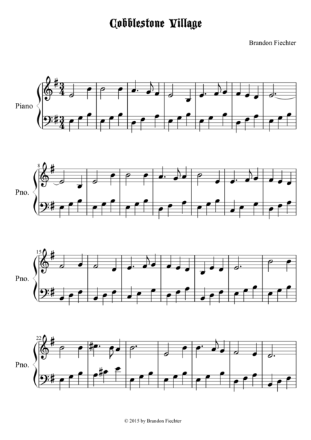 Free Sheet Music Cobblestone Village