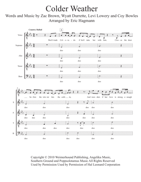 Free Sheet Music Colder Weather