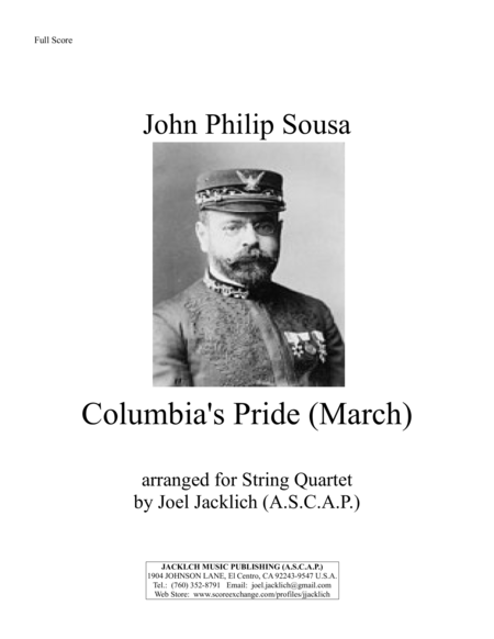 Columbias Pride March For String Quartet Sheet Music