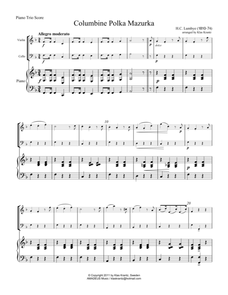 Columbine Polka Mazurka For Piano Trio Sheet Music