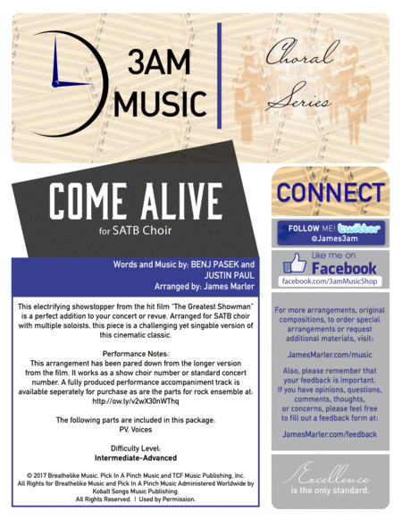 Come Alive For Satb Choir Sheet Music