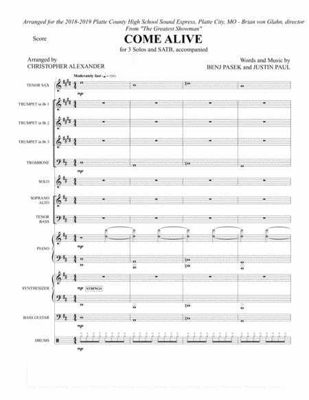 Free Sheet Music Come Alive From The Greatest Showman Full Score And Parts