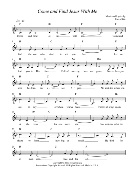 Come And Find Jesus With Me Sheet Music