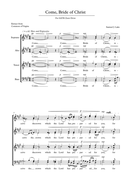 Free Sheet Music Come Bride Of Christ Satb