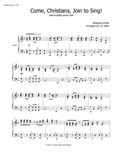 Free Sheet Music Come Christians Join To Sing A Mighty Hymn Of Praise Piano Solo