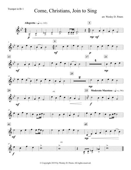 Come Christians Join To Sing Brass Quartet Sheet Music