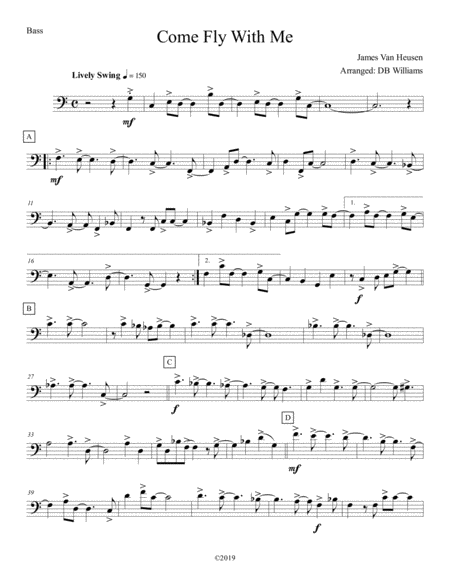 Free Sheet Music Come Fly With Me Bass
