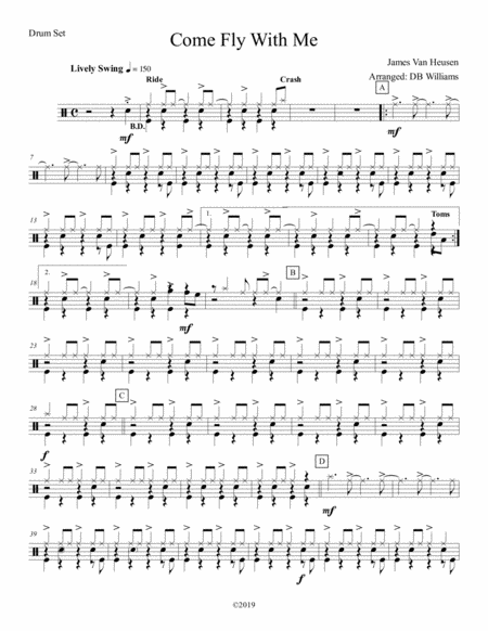 Free Sheet Music Come Fly With Me Drum Set