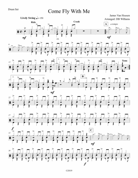 Free Sheet Music Come Fly With Me Strings Drum Set