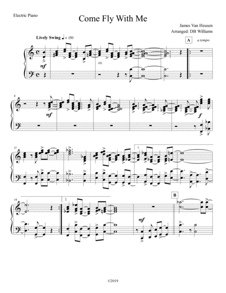 Free Sheet Music Come Fly With Me Strings Electric Piano