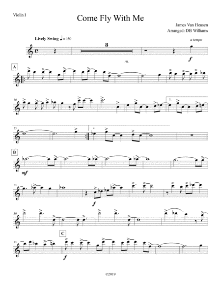 Come Fly With Me Violin 1 Sheet Music