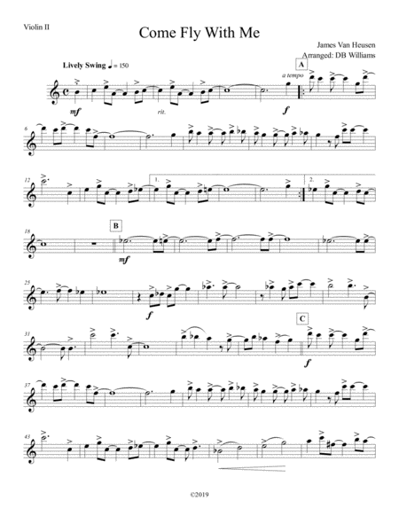 Come Fly With Me Violin 2 Sheet Music