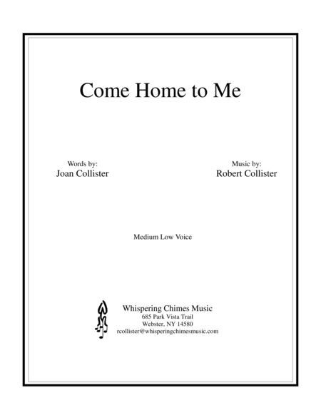 Free Sheet Music Come Home To Me Medium Low Voice