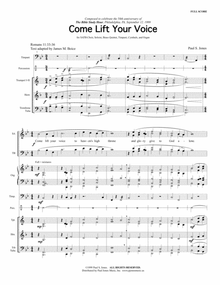 Come Lift Your Voice Score Parts Sheet Music