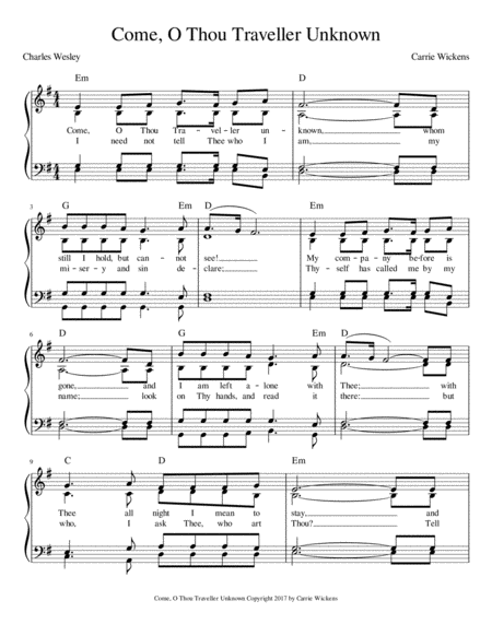 Come O Thou Traveler Unknown Satb With Guitar Chords Sheet Music