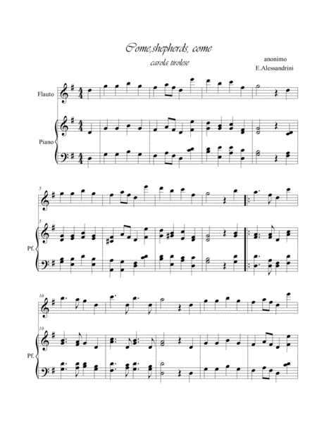 Come Shepherds Come Flute And Piano Sheet Music