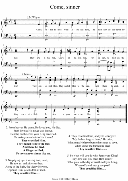 Come Sinner A New Tune To A Wonderful Old Hymn Sheet Music