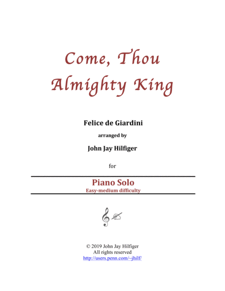 Come Thou Almighty King For Piano Sheet Music