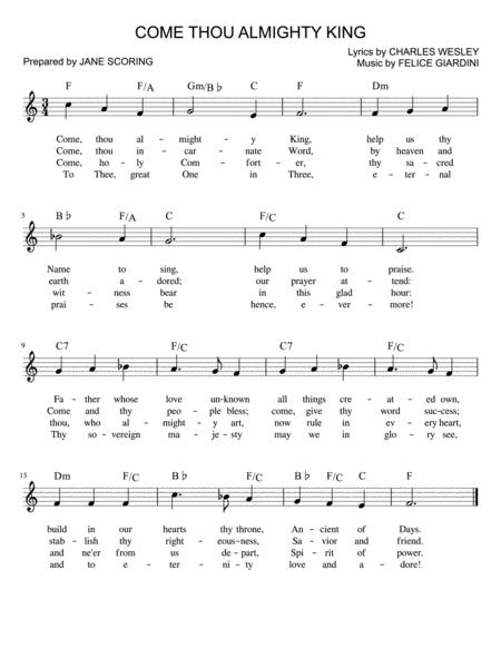 Come Thou Almighty King Lead Sheet Sheet Music