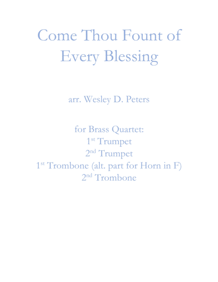 Free Sheet Music Come Thou Fount Of Every Blessing Brass Quartet
