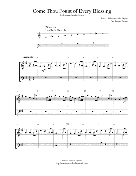 Come Thou Fount Of Every Blessing For 2 Octave Handbell Choir Sheet Music