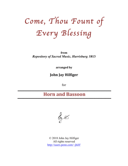 Come Thou Fount Of Every Blessing For Horn And Bassoon Sheet Music