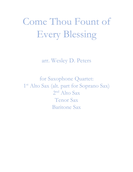 Come Thou Fount Of Every Blessing Sax Quartet Sheet Music